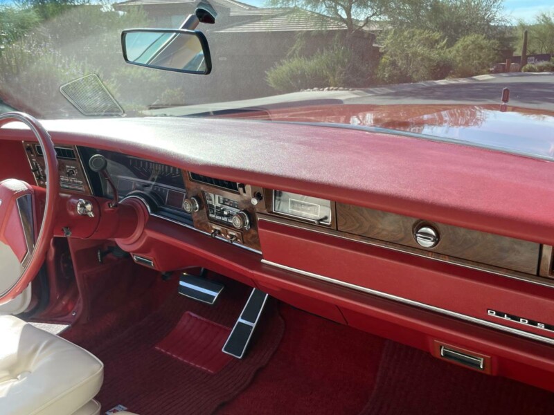 1977 Oldsmobile Toronado Brougham firethorn red metallic for sale classifieds interior dash