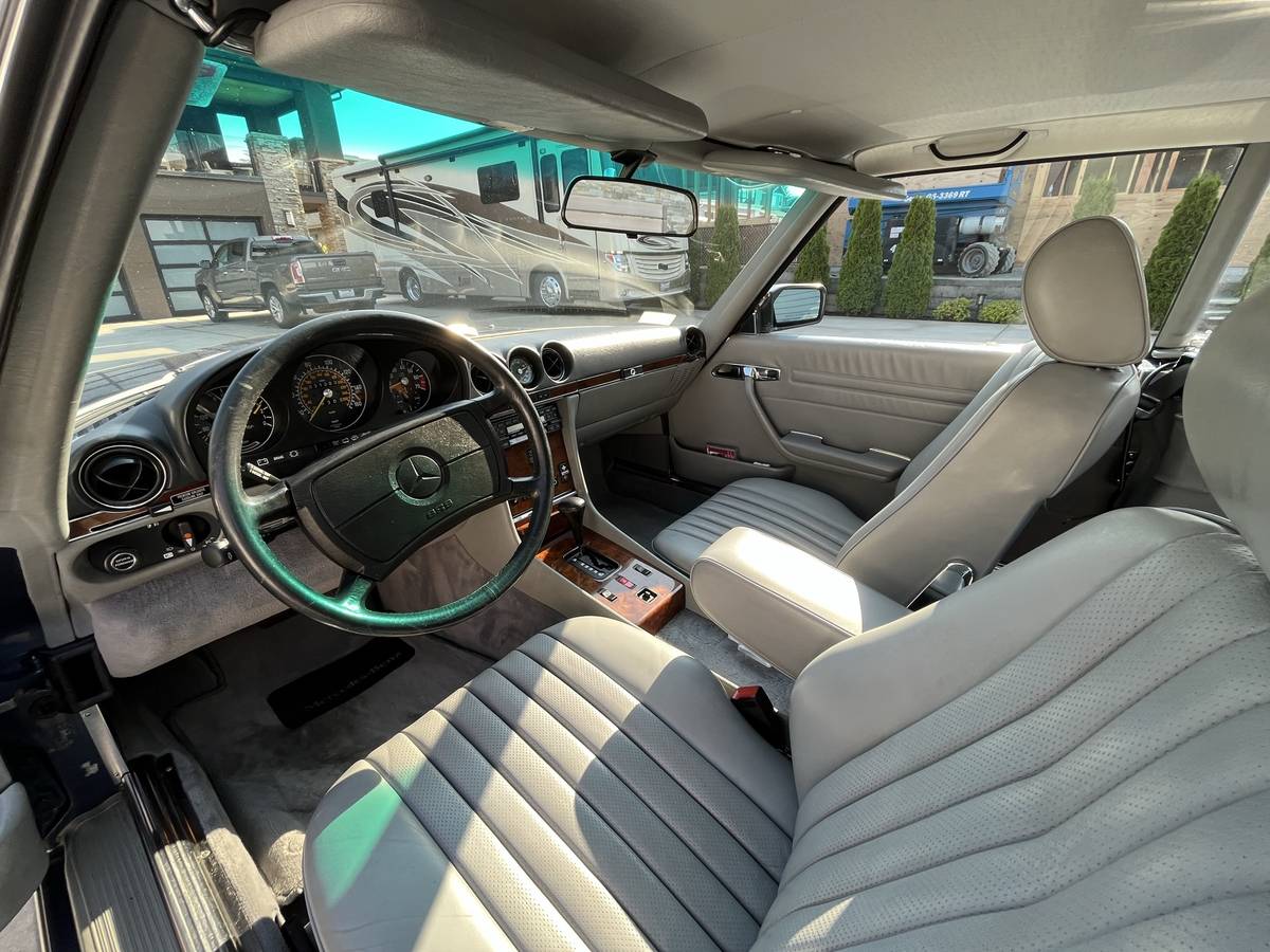 1986 mercedes 560sl 560 sl midnight blue one owner low miles mileage original for sale classifieds white grey interior
