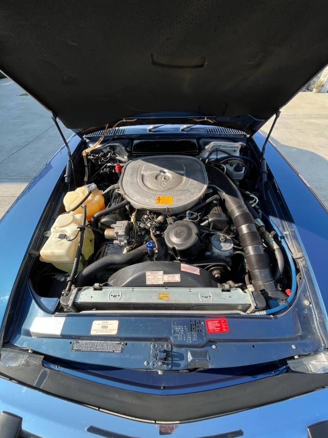 1986 mercedes 560sl 560 sl midnight blue one owner low miles mileage original for sale classifieds engine bay